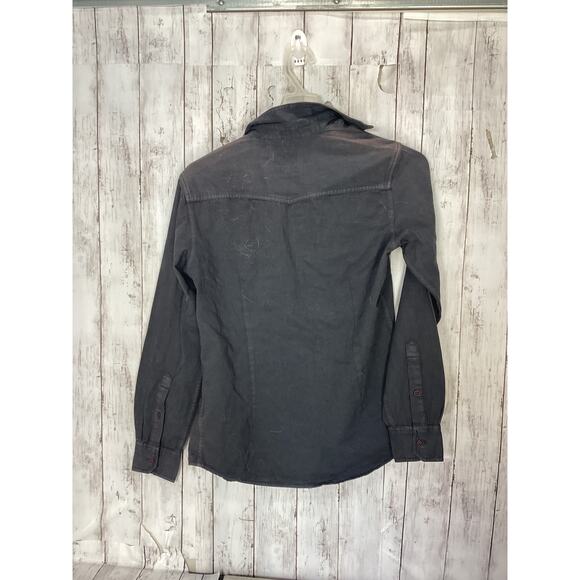 Paper Denim & Cloth Women Button-Down Collared Long Sleeve Shirt Charcoal Small - Picture 2 of 4